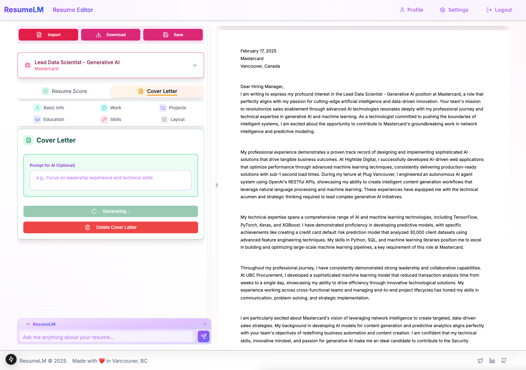 AI Cover Letter Generator